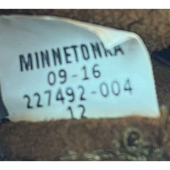 Minnetonka Moccasin Shoes Womens 4 Brown Fringe Back Zip Moc Ankle Suede Flats - Picture 9 of 12